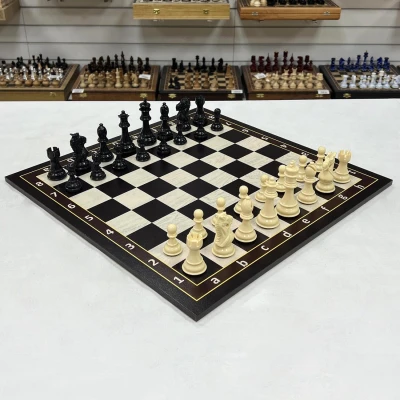 Шахматы нескладные с фигурами Стаунтон черно-белые 49 см