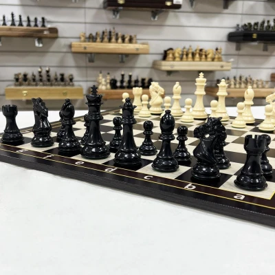 Шахматы нескладные с фигурами Стаунтон черно-белые 49 см