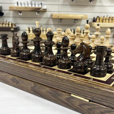 Шахматы в ларце подарочные из дуба с фигурами Премиальными Люкс