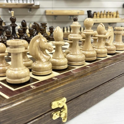 Шахматы в ларце подарочные из дуба с фигурами Премиальными Люкс
