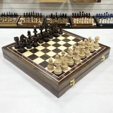 Шахматы в ларце подарочные из дуба с фигурами Премиальными Люкс