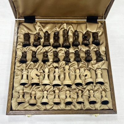 Шахматы в ларце подарочные из дуба с фигурами Премиальными Люкс