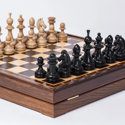 Шахматы деревянные ручной работы из дуба и граба Фаворит большие с утяжелением