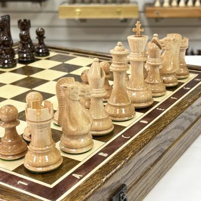 Шахматы в ларце из дуба подарочные с фигурами Суприм