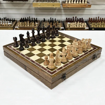 Шахматы в ларце из дуба подарочные с фигурами Суприм