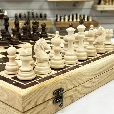 Шахматы в ларце эксклюзивные из граба Бастион матовые