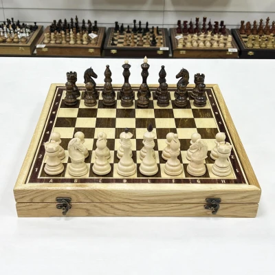 Шахматы в ларце эксклюзивные из граба Бастион матовые