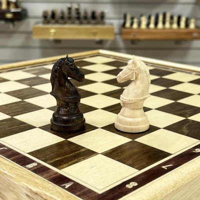 Шахматы в ларце эксклюзивные из граба Бастион матовые