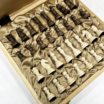 Шахматы в ларце эксклюзивные из граба Бастион матовые