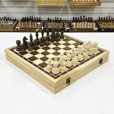 Шахматы в ларце эксклюзивные из граба Бастион матовые