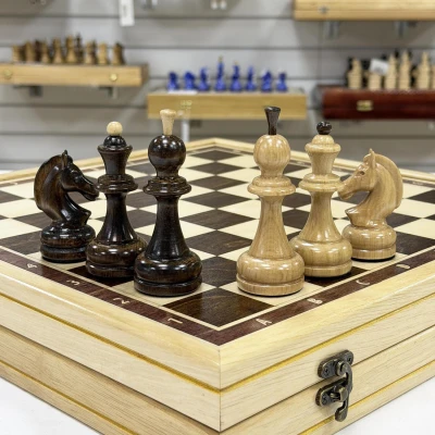 Шахматы подарочные в ларце из граба Премиальные люкс