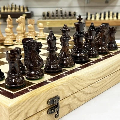 Шахматы в ларце из кавказского граба с фигурами Суприм