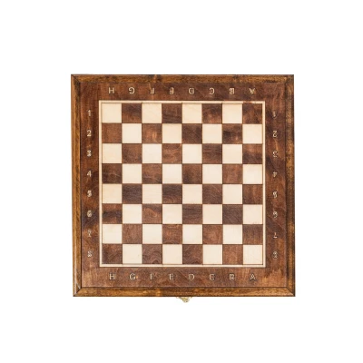 Шахматный ларец из дуба с чехлом без фигур 35 см