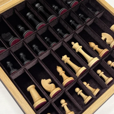 Шахматы подарочные в дубовом ларце с фигурами Стаунтон утяжеленные большие