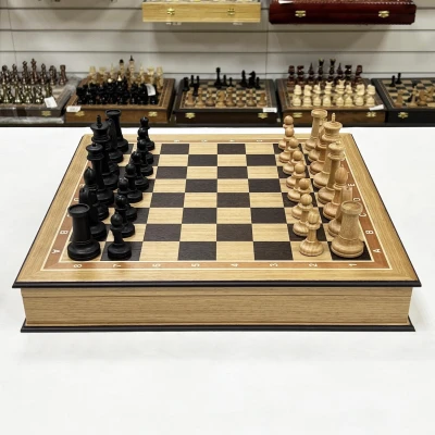 Шахматы подарочные в дубовом ларце с фигурами Стаунтон утяжеленные большие