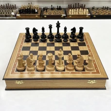 Шахматы подарочные в дубовом ларце с фигурами Стаунтон утяжеленные большие