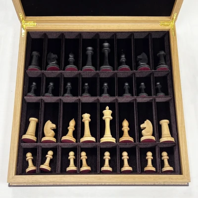 Шахматы подарочные в дубовом ларце с фигурами Стаунтон утяжеленные большие