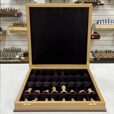 Шахматы подарочные в дубовом ларце с фигурами Стаунтон утяжеленные большие