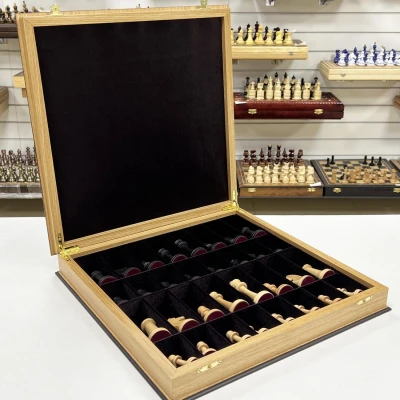 Шахматы подарочные в дубовом ларце с фигурами Стаунтон утяжеленные большие