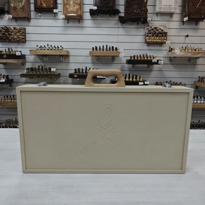 Шахматы эксклюзивные Готика мореный дуб/янтарь темные большие , Мастерская Емельянова