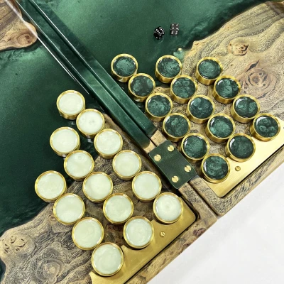 Нарды подарочные из дерева карагач эпоксидные green