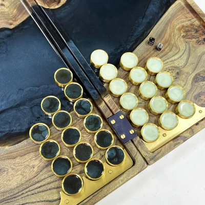 Нарды эксклюзивные из карагача эпоксидные blue