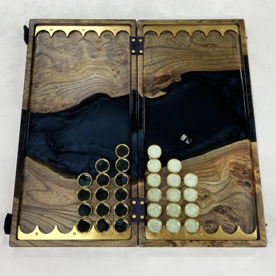 Нарды эксклюзивные из карагача эпоксидные blue