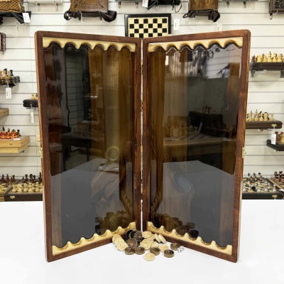 Нарды из эпоксидной смолы и дуба эксклюзивные 60 см