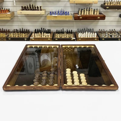 Нарды из эпоксидной смолы и дуба эксклюзивные 60 см