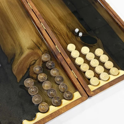 Нарды из эпоксидной смолы и дуба эксклюзивные 60 см