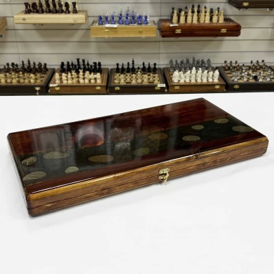 Нарды из эпоксидной смолы и дуба эксклюзивные 60 см