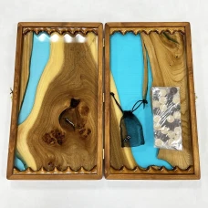 Нарды подарочные из ореха и эпоксидной смолы 50 см