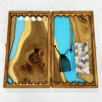 Нарды подарочные из ореха и эпоксидной смолы 50 см