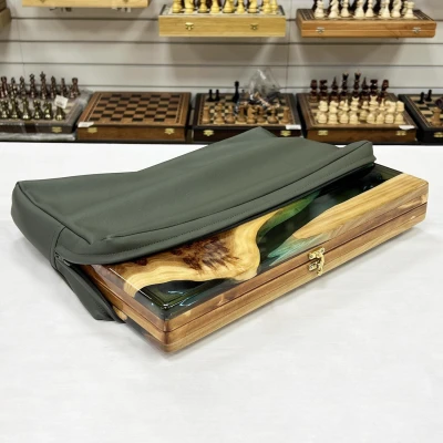 Нарды подарочные из ореха и эпоксидной смолы 50 см