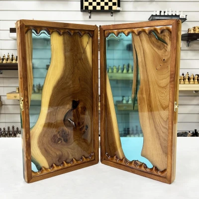 Нарды подарочные из ореха и эпоксидной смолы 50 см