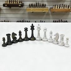 Шахматные фигуры Стаунтон роспись с кракелюром черное золото