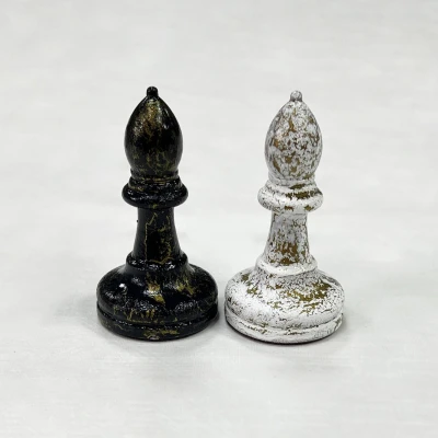 Шахматные фигуры Стаунтон роспись с кракелюром черное золото