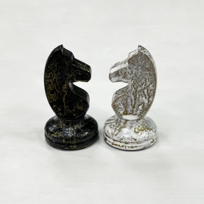 Шахматные фигуры Стаунтон роспись с кракелюром черное золото