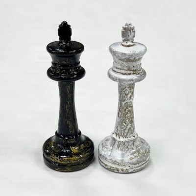 Шахматные фигуры Стаунтон роспись с кракелюром черное золото