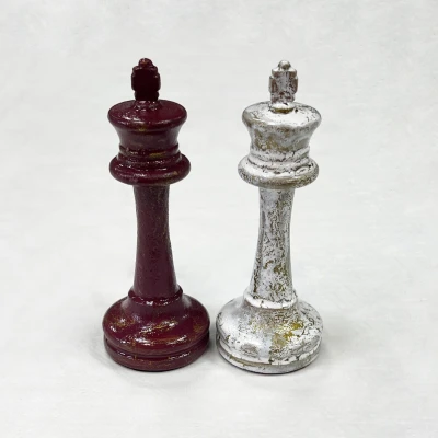 Шахматные фигуры Стаунтон роспись с кракелюром красное золото