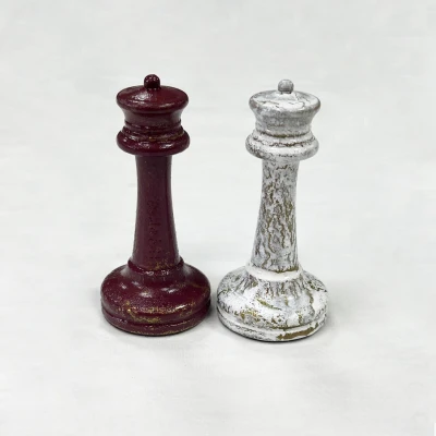 Шахматные фигуры Стаунтон роспись с кракелюром красное золото