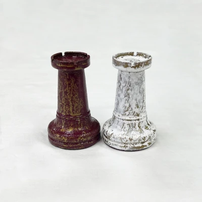 Шахматные фигуры Стаунтон роспись с кракелюром красное золото