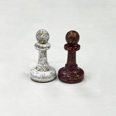 Шахматные фигуры Стаунтон роспись с кракелюром красное золото