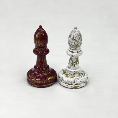 Шахматные фигуры Стаунтон роспись с кракелюром красное золото