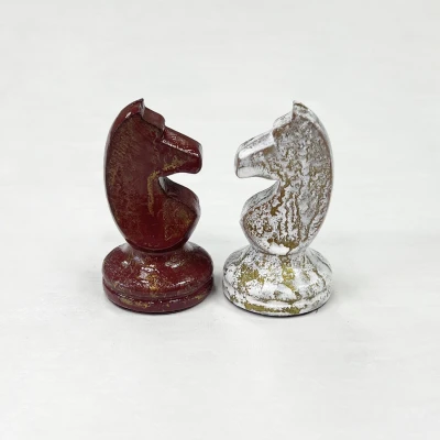 Шахматные фигуры Стаунтон роспись с кракелюром красное золото