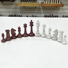 Шахматные фигуры Стаунтон роспись с кракелюром красное золото