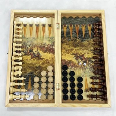 Набор 3 в 1 шахматы нарды шашки Бородино