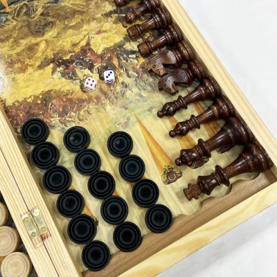 Набор 3 в 1 шахматы нарды шашки Бородино