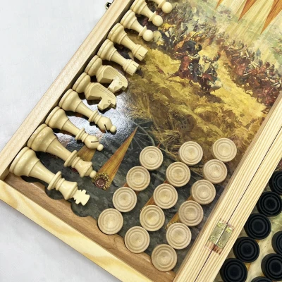 Набор 3 в 1 шахматы нарды шашки Бородино