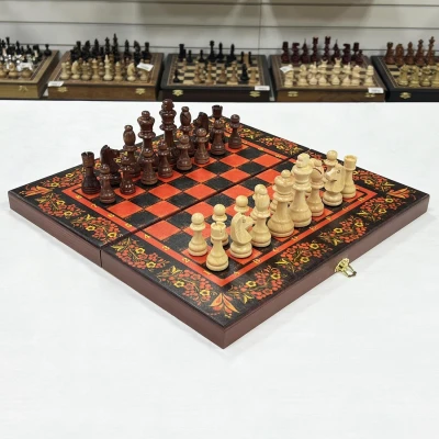 Шахматы подарочные деревянные Хохлома